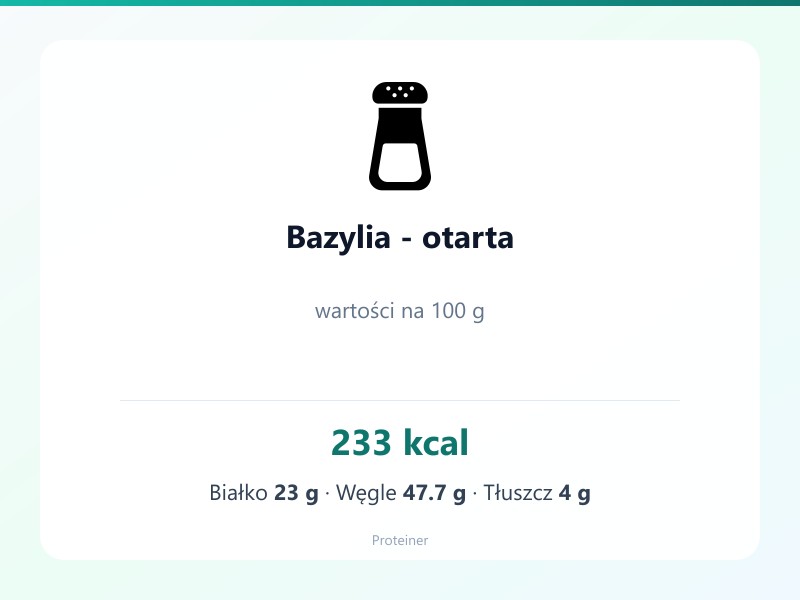 Bazylia - otarta – białko 23g, kalorie 233 kcal, węglowodany i tłuszcz na 100g | zdrowe odżywianie