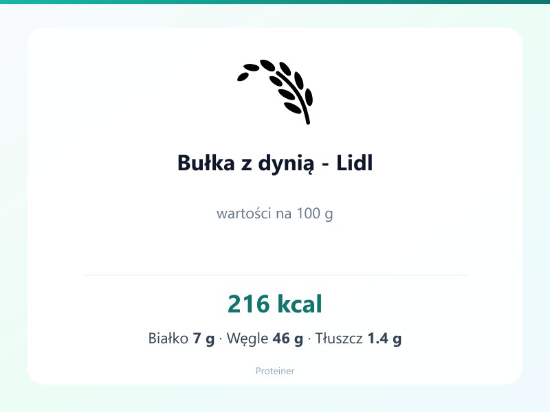 Bułka z dynią - Lidl – białko 7g, kalorie 216 kcal, węglowodany i tłuszcz na 100g | zdrowe odżywianie