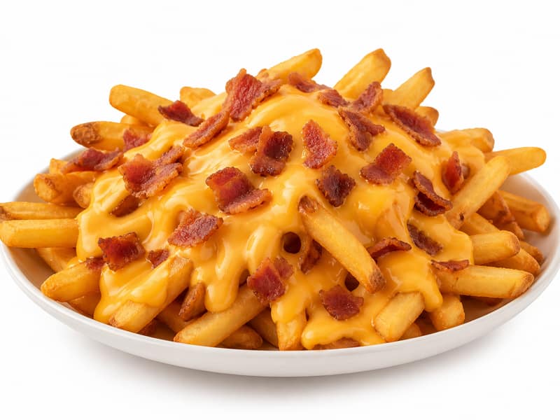 Frytki z serem (loaded) – białko 8g, kalorie 280 kcal, węglowodany i tłuszcz na 100g | zdrowe odżywianie