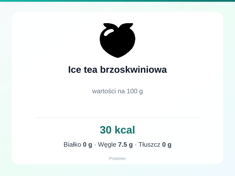 Ice tea brzoskwiniowa – białko 0g, kalorie 30 kcal, węglowodany i tłuszcz na 100g | zdrowe odżywianie
