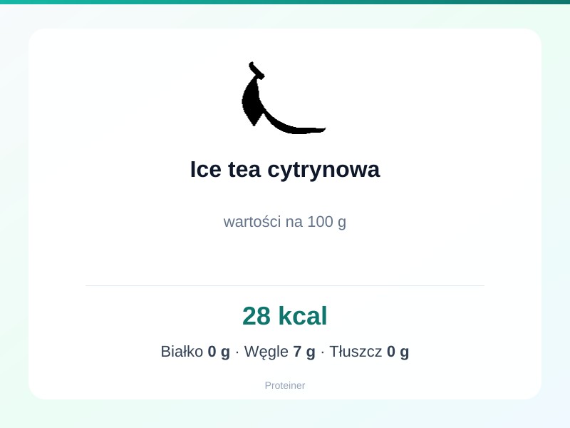 Ice tea cytrynowa – białko 0g, kalorie 28 kcal, węglowodany i tłuszcz na 100g | zdrowe odżywianie