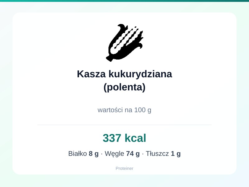 Kasza kukurydziana (polenta) – białko 8g, kalorie 337 kcal, węglowodany i tłuszcz na 100g | zdrowe odżywianie