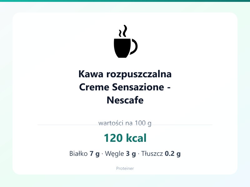Kawa rozpuszczalna Creme Sensazione - Nescafe – białko 7g, kalorie 120 kcal, węglowodany i tłuszcz na 100g | zdrowe odżywianie