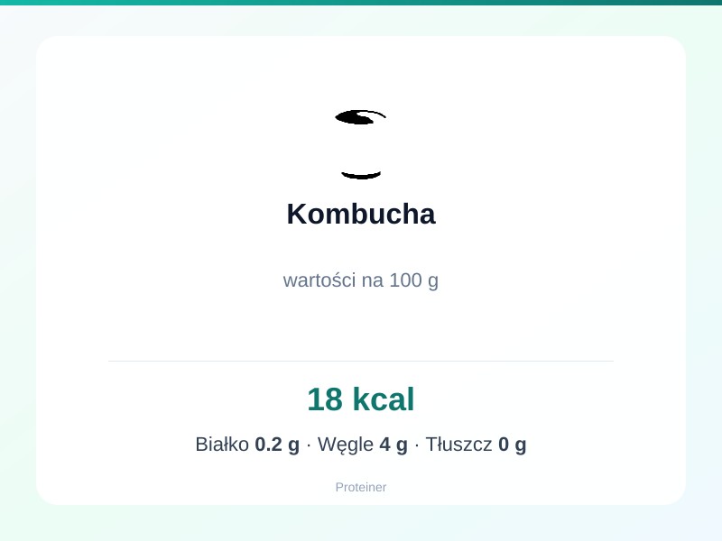 Kombucha – białko 0.2g, kalorie 18 kcal, węglowodany i tłuszcz na 100g | zdrowe odżywianie