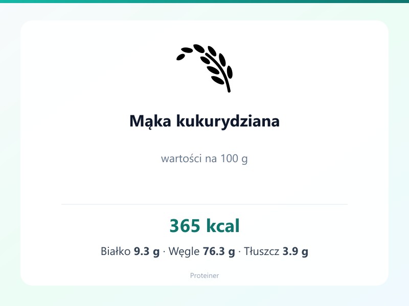Mąka kukurydziana – białko 9.3g, kalorie 365 kcal, węglowodany i tłuszcz na 100g | zdrowe odżywianie