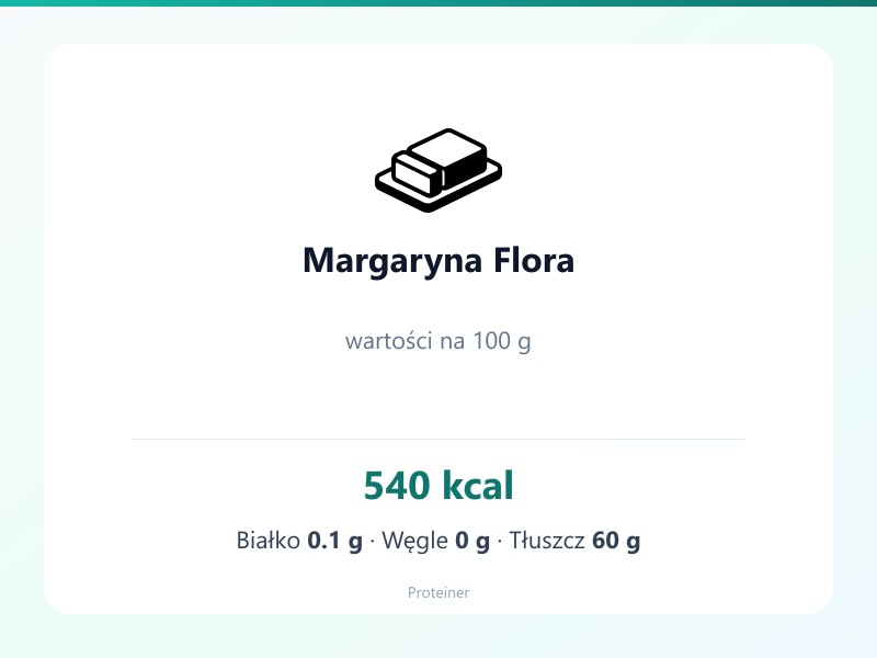 Margaryna Flora – białko 0.1g, kalorie 540 kcal, węglowodany i tłuszcz na 100g | zdrowe odżywianie