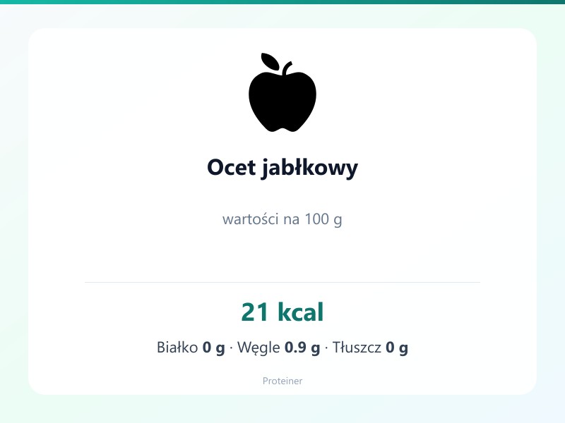 Ocet jabłkowy – białko 0g, kalorie 21 kcal, węglowodany i tłuszcz na 100g | zdrowe odżywianie