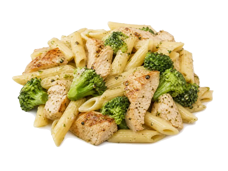 Penne z kurczakiem i brokułami – białko 11g, kalorie 140 kcal, węglowodany i tłuszcz na 100g | zdrowe odżywianie