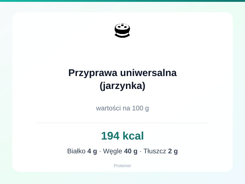Przyprawa uniwersalna (jarzynka) – białko 4g, kalorie 194 kcal, węglowodany i tłuszcz na 100g | zdrowe odżywianie