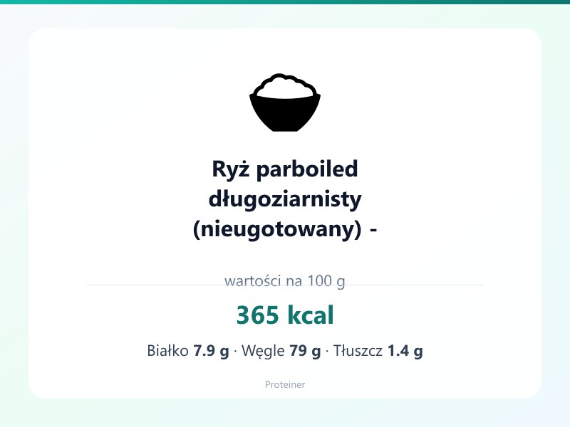 Ryż parboiled długoziarnisty (nieugotowany) - Biedronka – białko 7.9g, kalorie 365 kcal, węglowodany i tłuszcz na 100g | zdrowe odżywianie