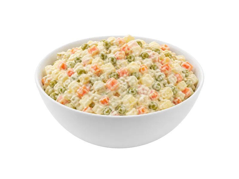Sałatka jarzynowa (z majonezem) – białko 2.9g, kalorie 139 kcal, węglowodany i tłuszcz na 100g | zdrowe odżywianie