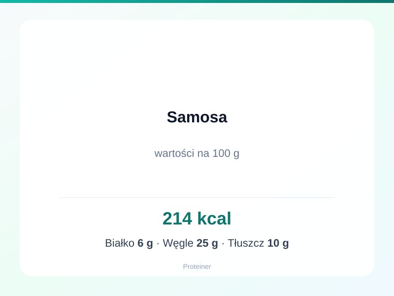 Samosa – białko 6g, kalorie 214 kcal, węglowodany i tłuszcz na 100g | zdrowe odżywianie
