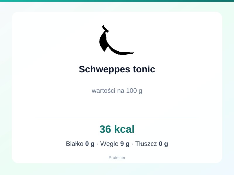 Schweppes tonic – białko 0g, kalorie 36 kcal, węglowodany i tłuszcz na 100g | zdrowe odżywianie