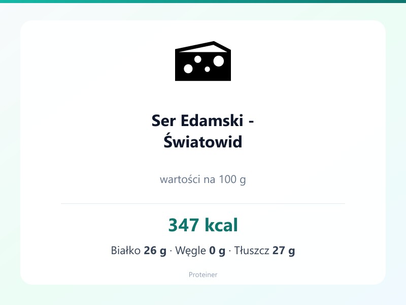 Ser Edamski - Światowid – białko 26g, kalorie 347 kcal, węglowodany i tłuszcz na 100g | zdrowe odżywianie