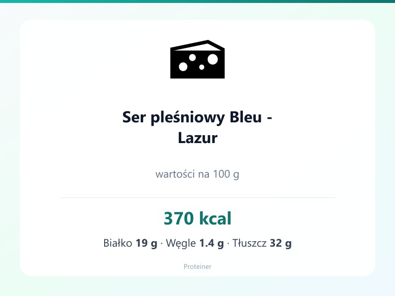 Ser pleśniowy Bleu - Lazur – białko 19g, kalorie 370 kcal, węglowodany i tłuszcz na 100g | zdrowe odżywianie