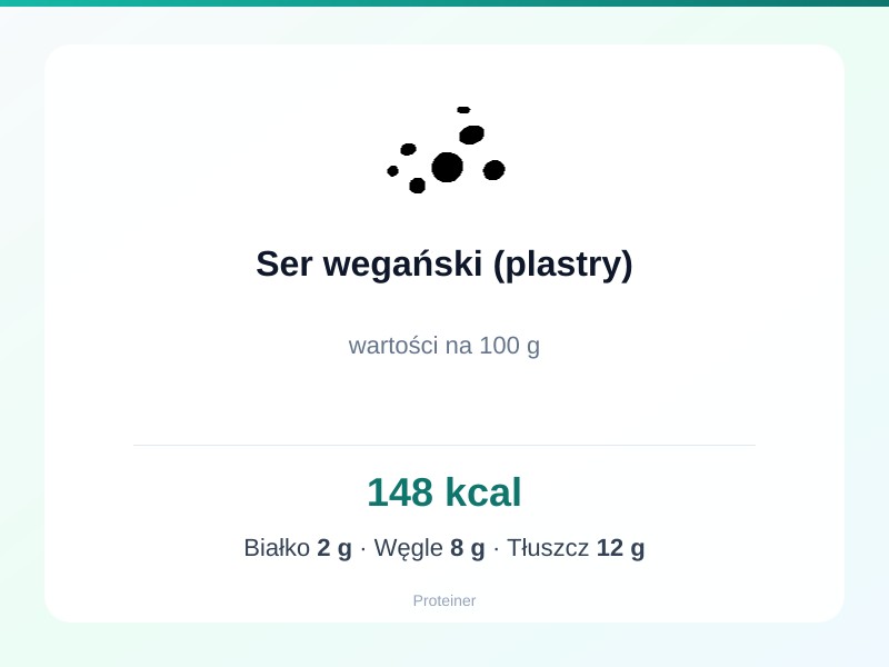 Ser wegański (plastry) – białko 2g, kalorie 148 kcal, węglowodany i tłuszcz na 100g | zdrowe odżywianie