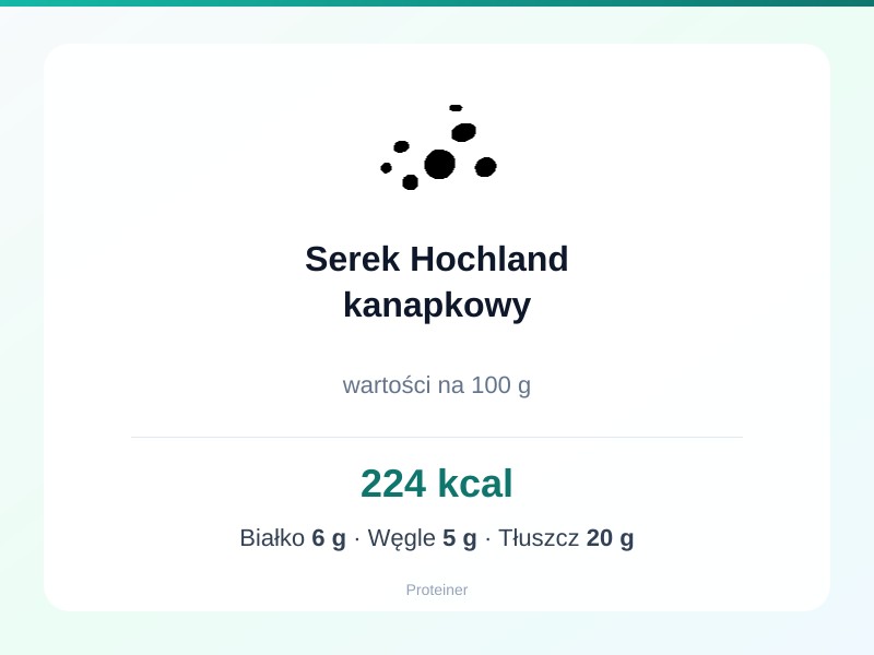 Serek Hochland kanapkowy – białko 6g, kalorie 224 kcal, węglowodany i tłuszcz na 100g | zdrowe odżywianie