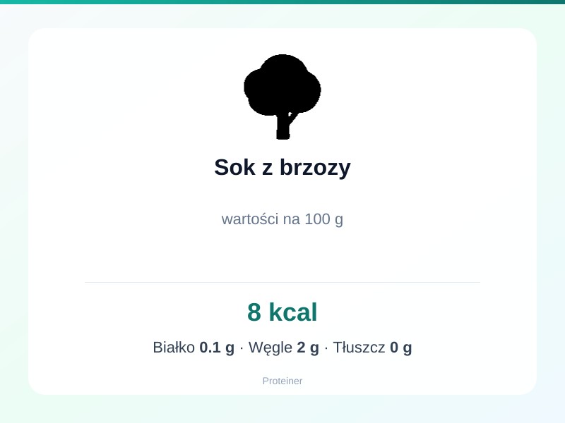 Sok z brzozy – białko 0.1g, kalorie 8 kcal, węglowodany i tłuszcz na 100g | zdrowe odżywianie