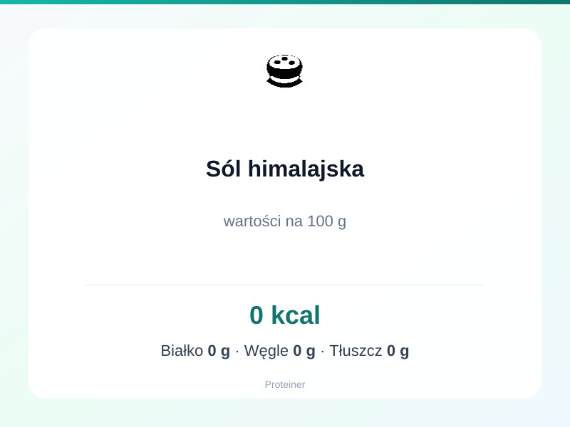 Sól himalajska – białko 0g, kalorie 0 kcal, węglowodany i tłuszcz na 100g | zdrowe odżywianie