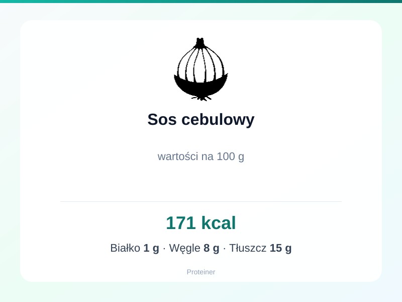 Sos cebulowy – białko 1g, kalorie 171 kcal, węglowodany i tłuszcz na 100g | zdrowe odżywianie