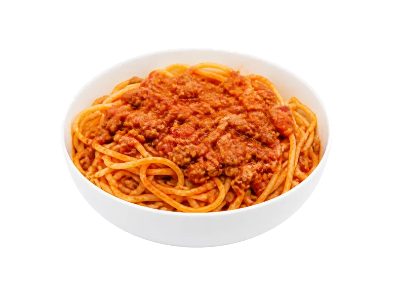 Spaghetti z mięsem i sosem pomidorowym – białko 4g, kalorie 105 kcal, węglowodany i tłuszcz na 100g | zdrowe odżywianie