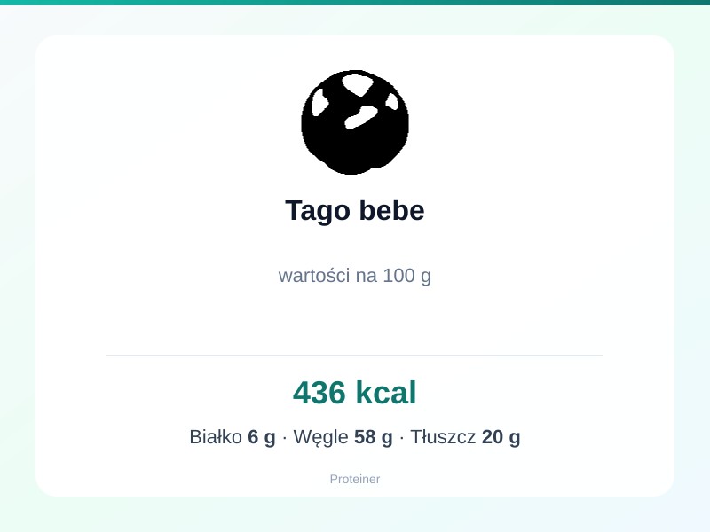 Tago bebe – białko 6g, kalorie 436 kcal, węglowodany i tłuszcz na 100g | zdrowe odżywianie