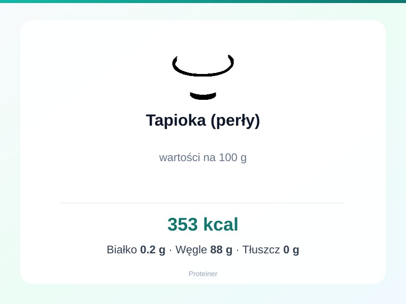 Tapioka (perły) – białko 0.2g, kalorie 353 kcal, węglowodany i tłuszcz na 100g | zdrowe odżywianie
