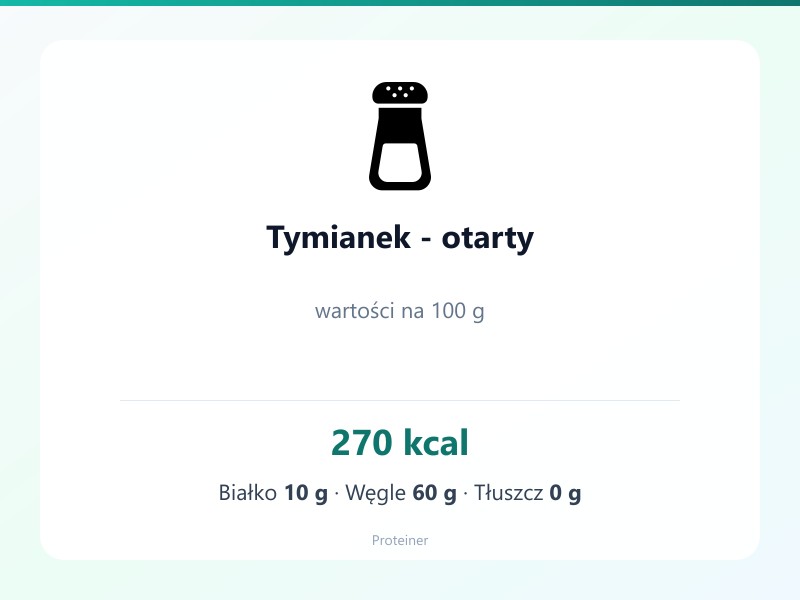 Tymianek - otarty – białko 10g, kalorie 270 kcal, węglowodany i tłuszcz na 100g | zdrowe odżywianie
