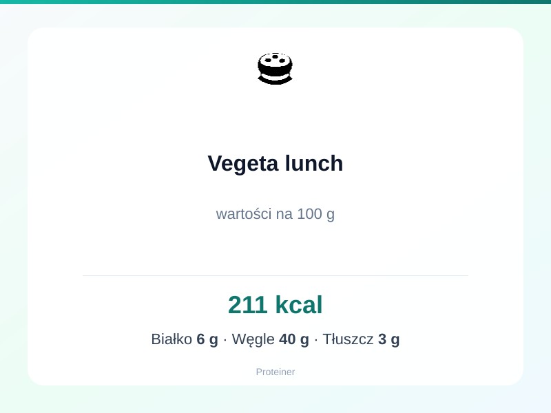 Vegeta lunch – białko 6g, kalorie 211 kcal, węglowodany i tłuszcz na 100g | zdrowe odżywianie
