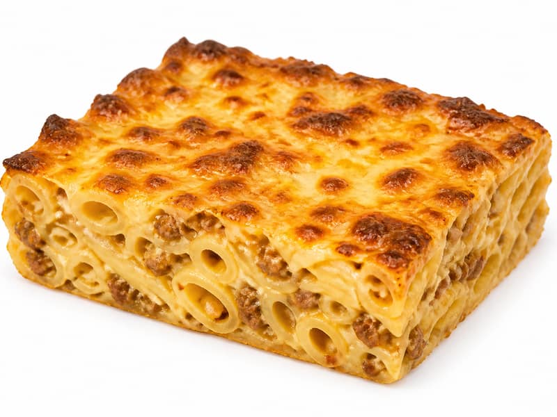 Zapiekanka makaronowa (gotowiec) – białko 7g, kalorie 148 kcal, węglowodany i tłuszcz na 100g | zdrowe odżywianie