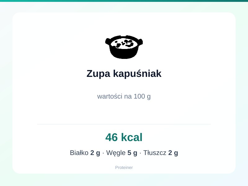 Zupa kapuśniak – białko 2g, kalorie 46 kcal, węglowodany i tłuszcz na 100g | zdrowe odżywianie